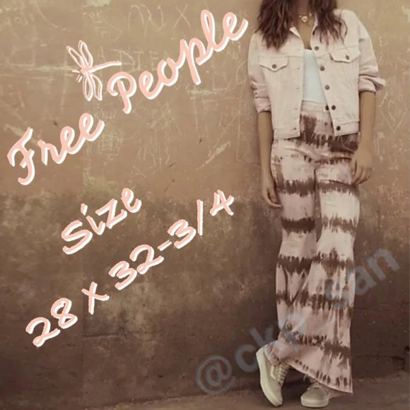 Free People Just Float On Printed Flare Jeans Sz 28